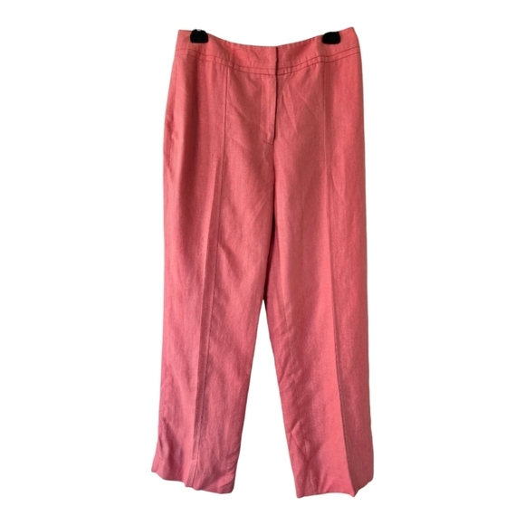 Rafaella Wide Leg Pants Womens 100% Linen Pink Beachy Travel Cruise - Picture 1 of 9
